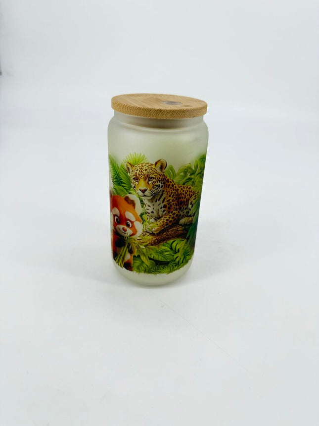 Jungle Animal Frosted Glass Tumbler