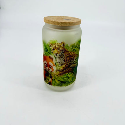 Jungle Animal Frosted Glass Tumbler