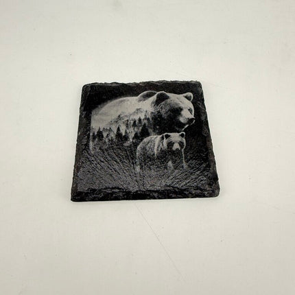 Engraved Bear Slate Coaster