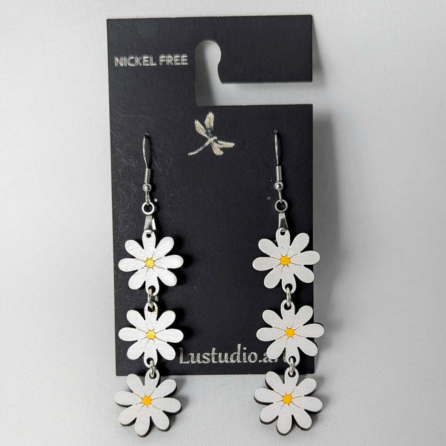 Earrings - 3 Tiers Daisies