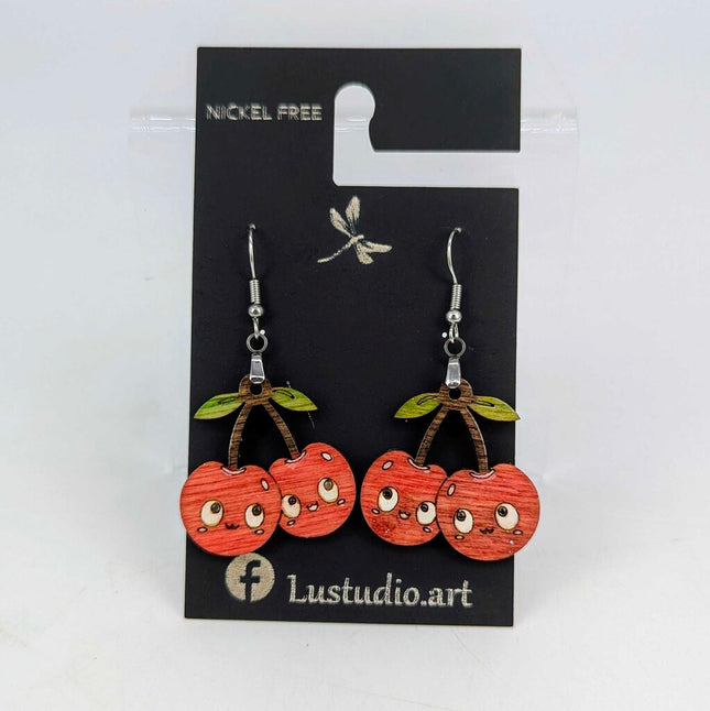 Earrings - Smiley Cherries