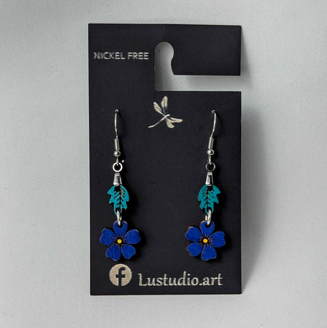 Earrings - Leaf Flower Blue