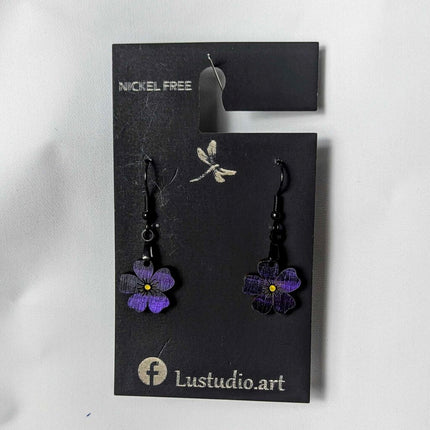 Earrings - 1 Purple Flower