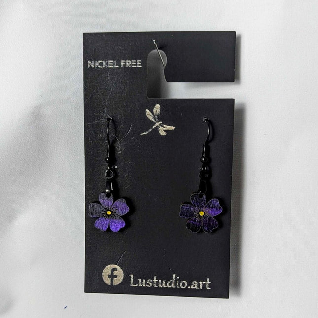 Earrings - 1 Purple Flower