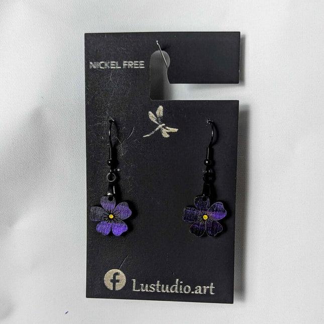 Earrings - 1 Purple Flower