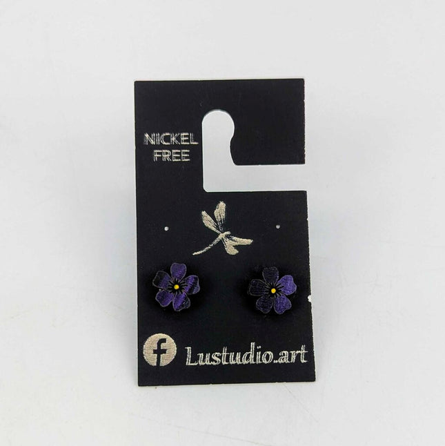 Earrings - Stud Purple Flower