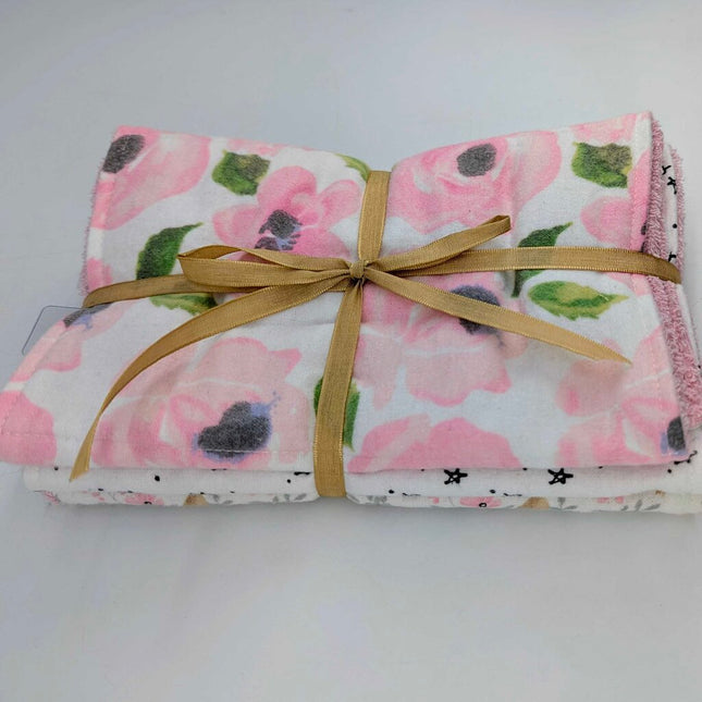 Burp Cloths 3 Pack - Soft Florals and Stars