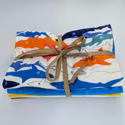 Burp Cloths 3 Pack - Sharks and Stripes