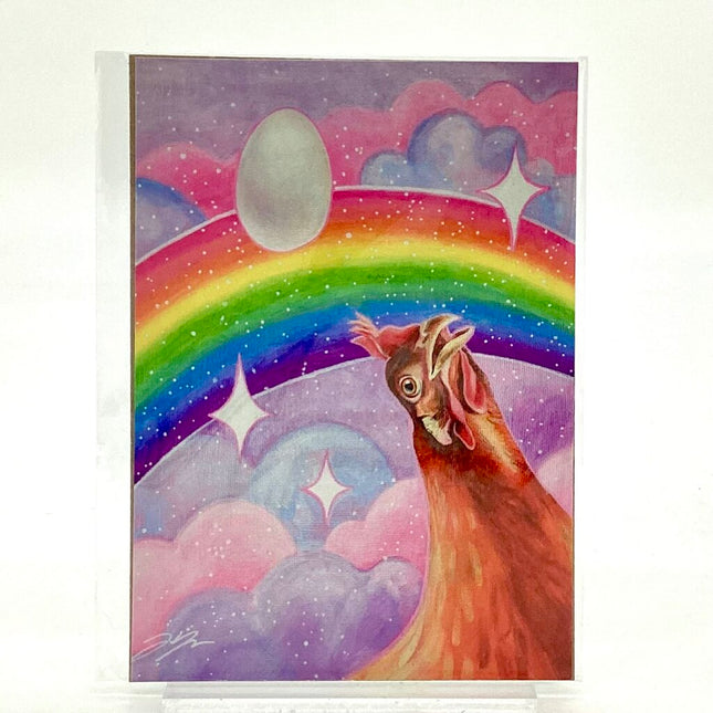 Nostalgia Hen - Rainbow Chicken 5x7 Art Print
