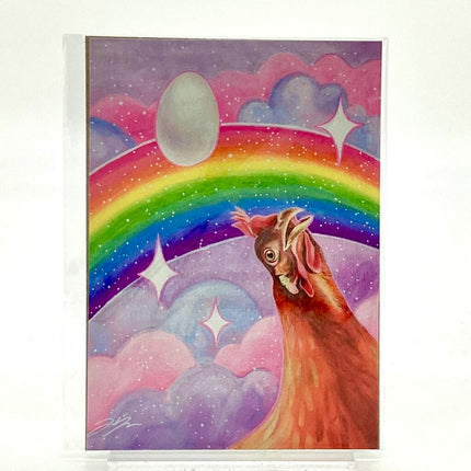 Nostalgia Hen - Rainbow Chicken 5x7 Art Print
