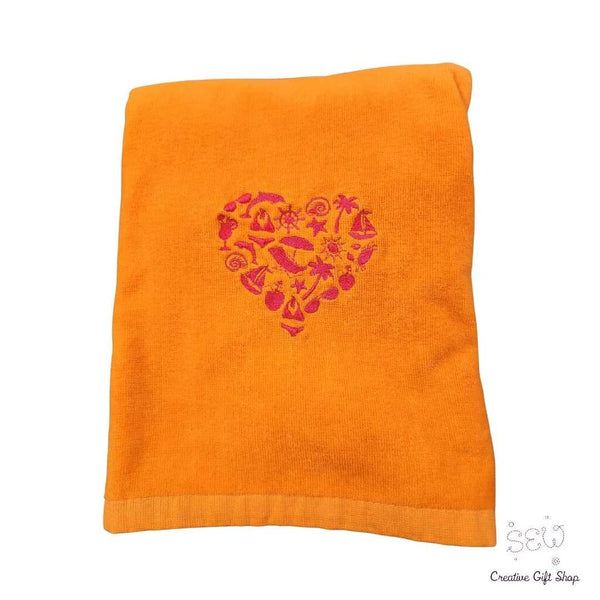 Beach themed heart Beach Towel