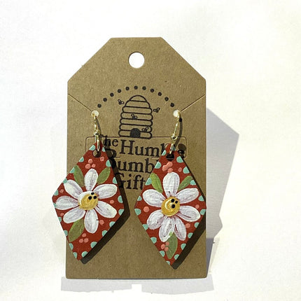 Red daisy diamond earring