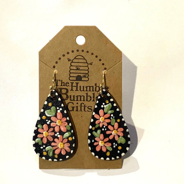 Pink daisy drop earring