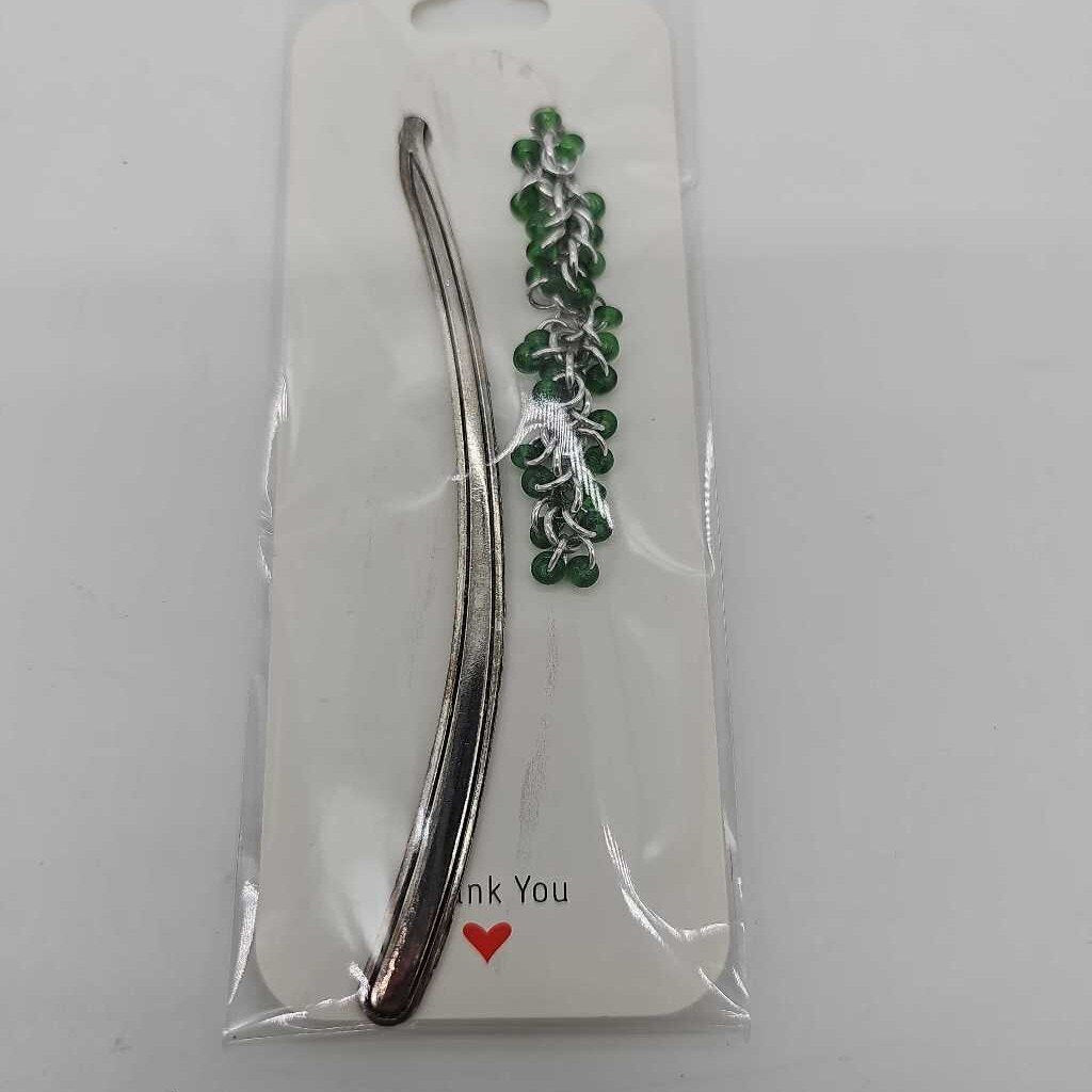 Green Beaded Shaggy Loop Bookmark