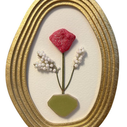 Red Druzzy agate stone flower