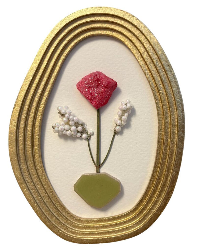 Red Druzzy agate stone flower