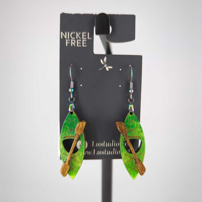 Earrings - Kayak & Paddle (Rainbow Hooks)