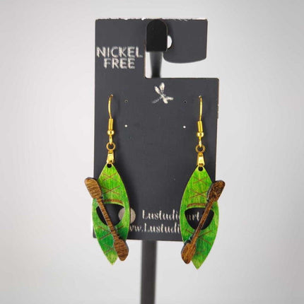 Earrings - Kayak & Paddle (Gold Hooks)
