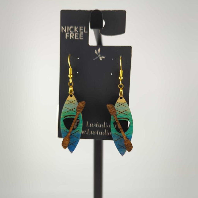 Earrings - Kayak & Paddle (Gold Hooks)
