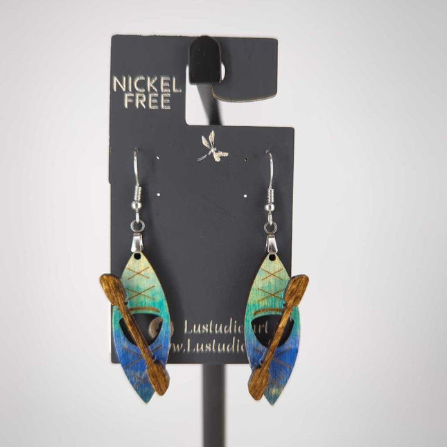 Earrings - Kayak & Paddle (Silver Hooks)