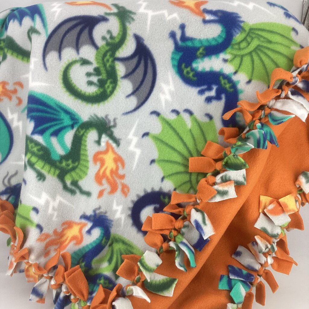 Fleece blanket dragon w/orange