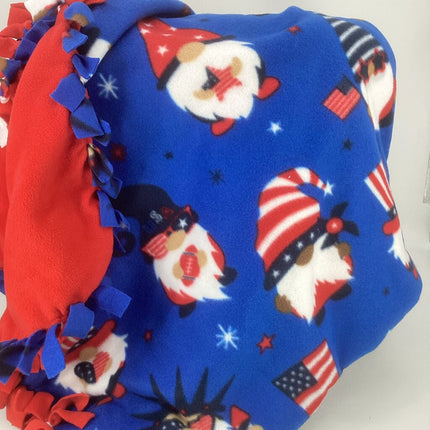Fleece blanket R,W,B gnome w/ red