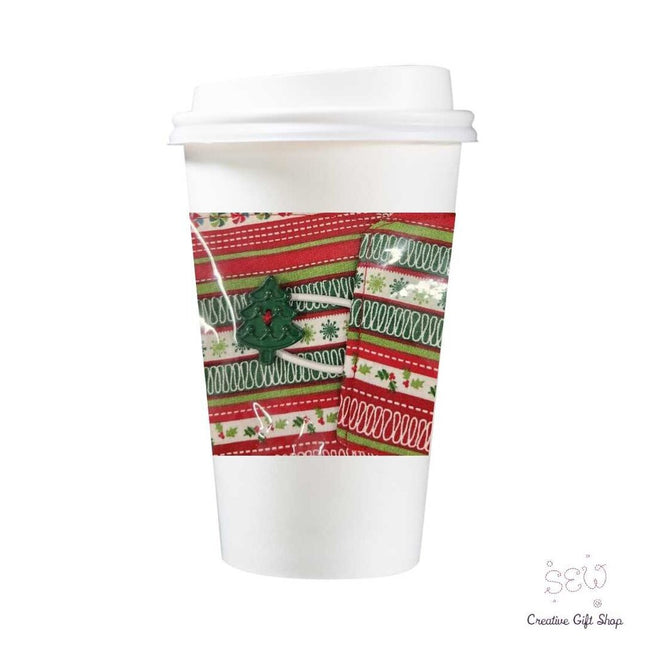 Christmas Stripes Fabric Coffee Cup Sleeve