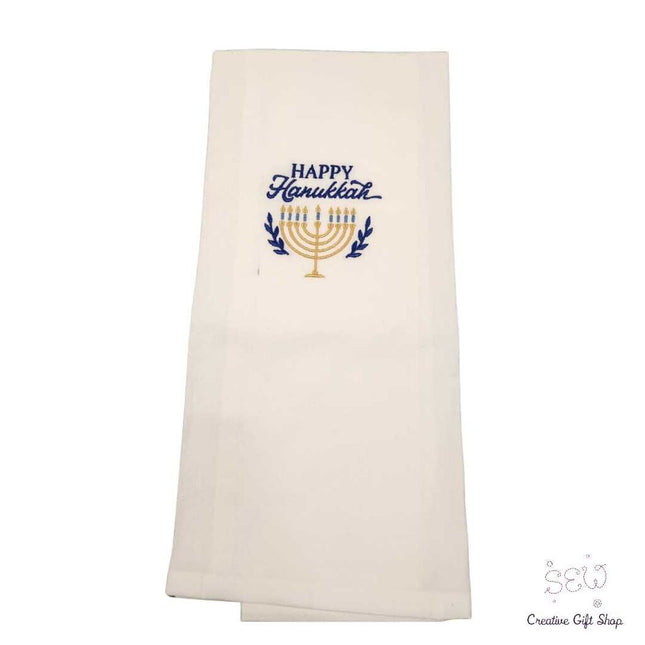 Happy Hanukkah menorah Embroidered Towel