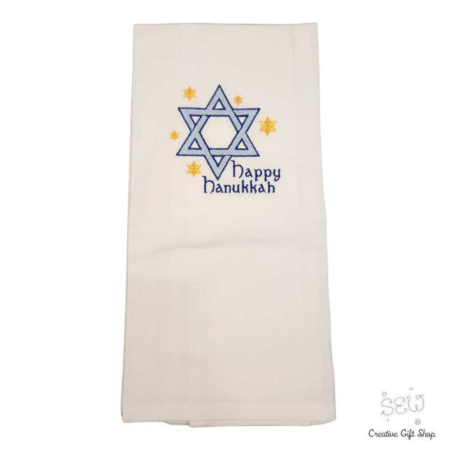 Happy Hanukkah star Embroidered Towel