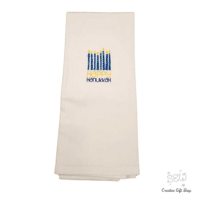 Happy Hanukkah Candles Embroidered Towel