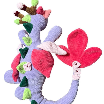 Crocheted giant sakura blossom dragon plush
