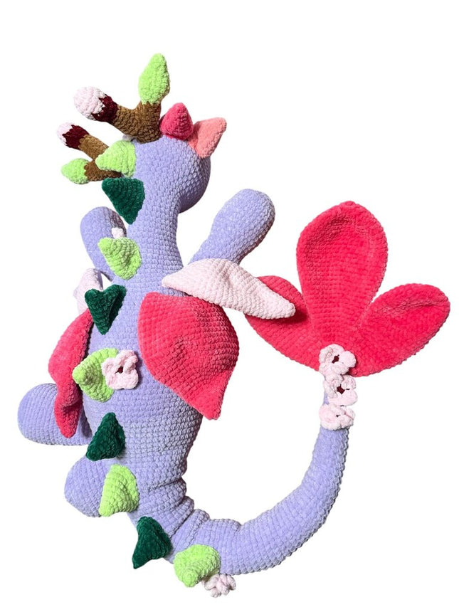 Crocheted giant sakura blossom dragon plush