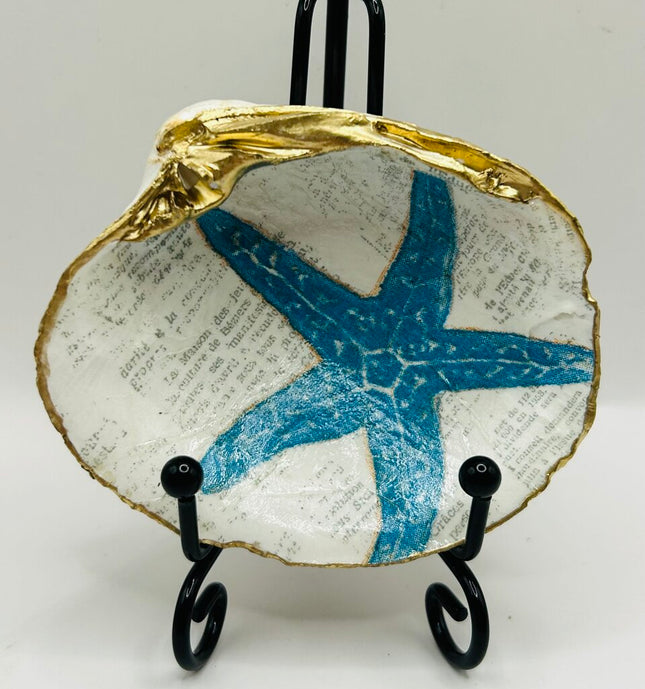 Blue Starfish with Script Quahog from Cape Cod, MA