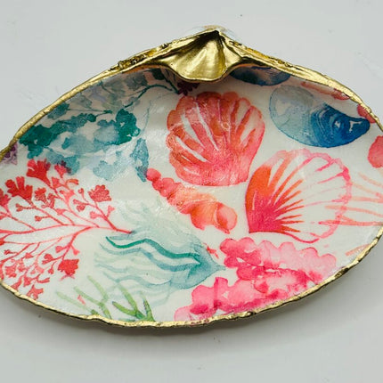 Colorful Shells & Coral Clam Dish from Salisbury, MA