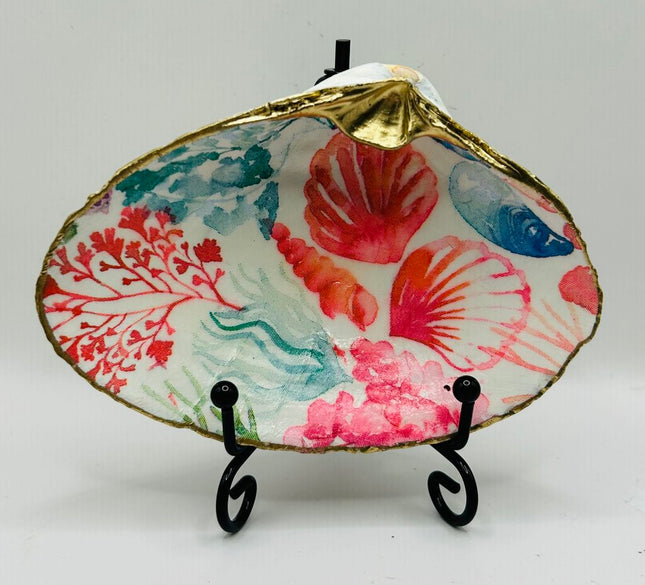 Colorful Shells & Coral Clam Dish from Salisbury, MA