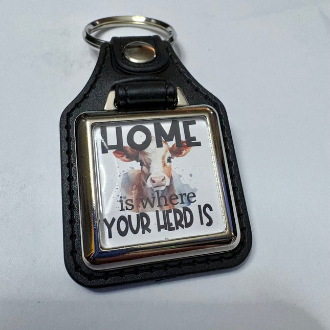 HOME IS HERD VINYL KEYCHAIN SQUARE