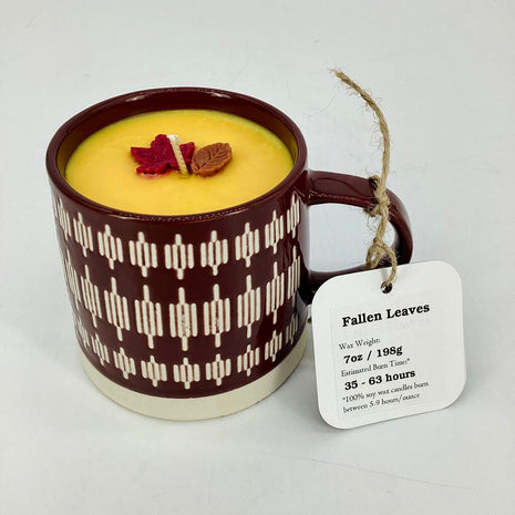 Fallen Leaves (Brown Dash Mug) - Mug Candle - 100% Soy Wax