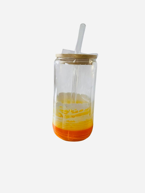 Glass Jar Bamboo Top Sunset