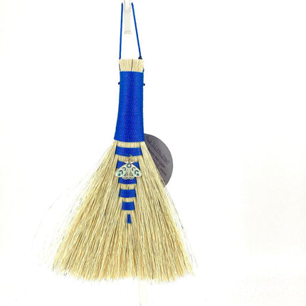 Hawk Tail Altar Broom, Natural with Blue, Moth, LACH420