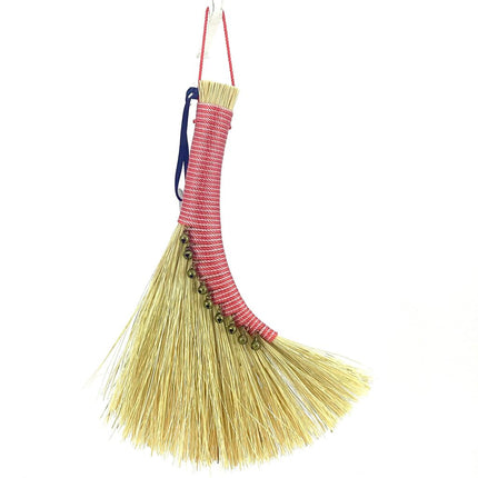 Turkey Wing Altar Broom, Natural with Pink and Pink, Bells, LABT188