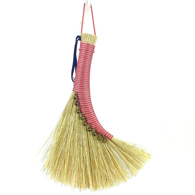 Turkey Wing Altar Broom, Natural with Pink and Pink, Bells, LABT188