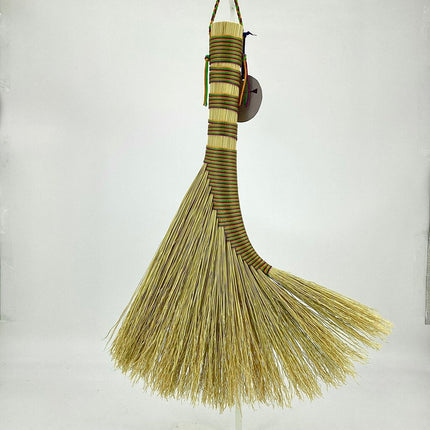 Turkey Wing Whisk Broom, Natural Fiber with Halloween Stripes, LT164