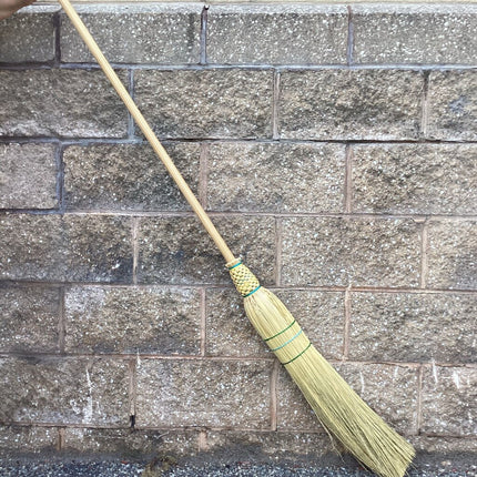 Braided Round Broom, Natural Fiber Tropical Ombre MB34