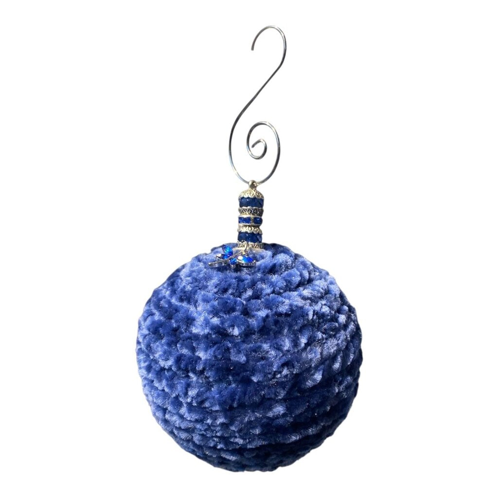 Blue Velvet Ornament with Dragonfly
