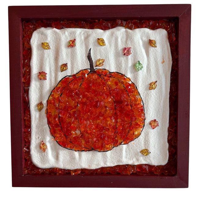 Crushed glass pumpkin, round