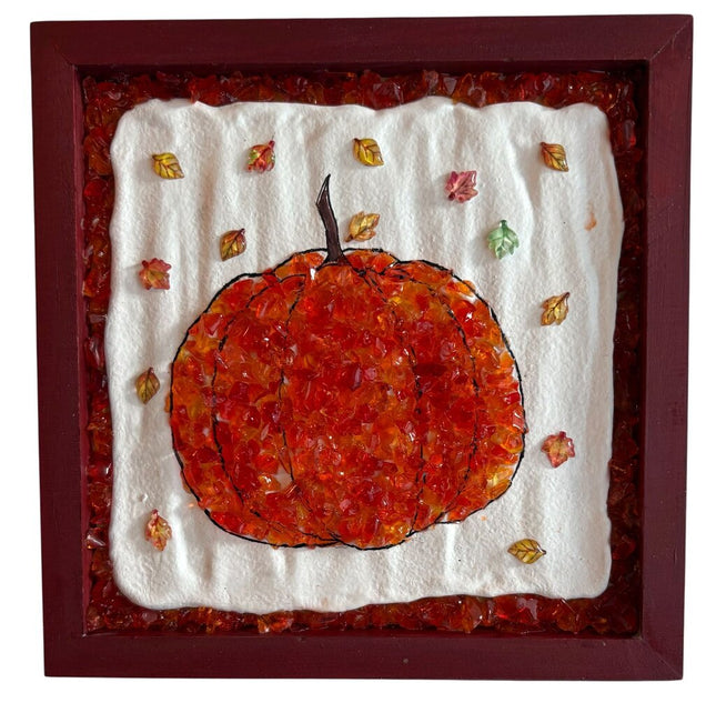 Crushed glass pumpkin, round