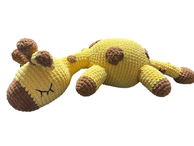 Crocheted sleeping giraffe stuffie