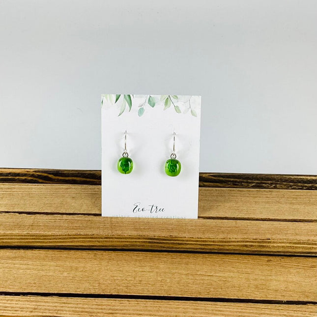 Small Green Glass Earrings
