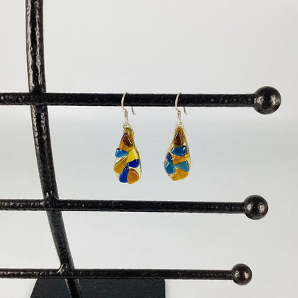 Amber & Blue Teardrop Earrings