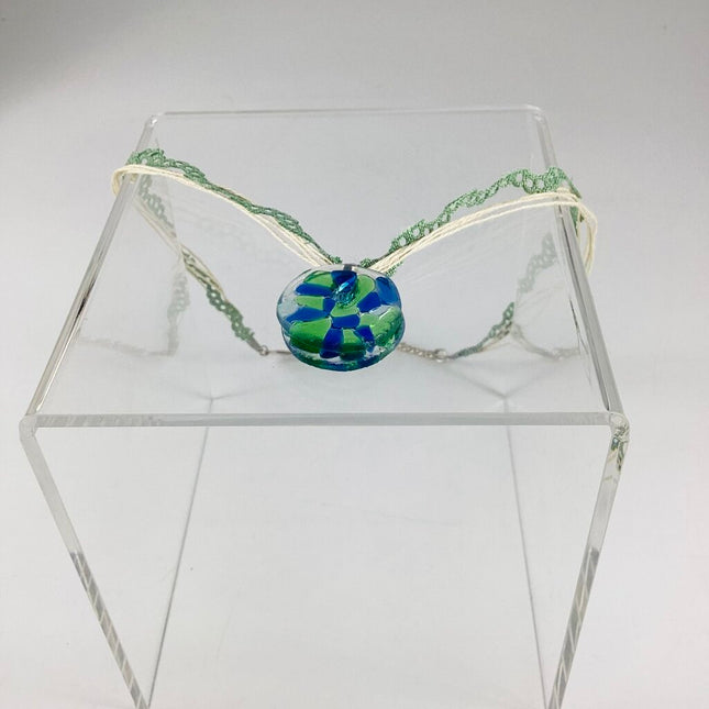 Round "Gem" Necklace on Hemp & Linen Cord